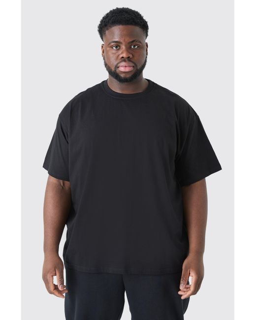 BoohooMAN Black Plus Oversized Crew Neck T-shirt for men