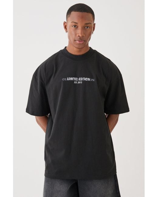 BoohooMAN Black Oversized Limited Heavy T-shirt for men
