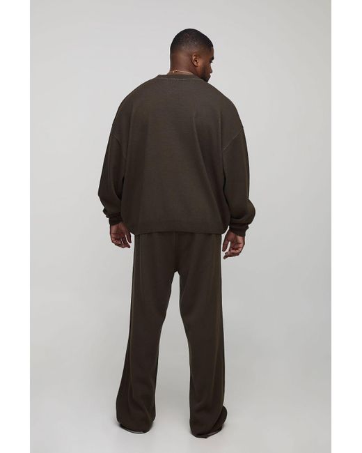 BoohooMAN Black Plus Ofcl Knitted Oversized Sweat & Jogger Tracksuit for men