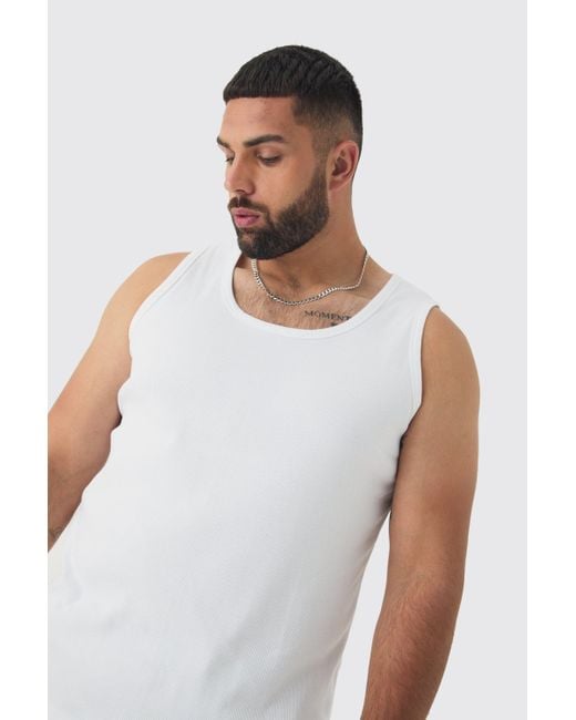 BoohooMAN White Plus Basic Tank for men