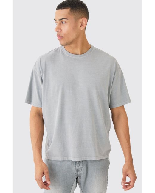 BoohooMAN Gray Oversized Worldwide Cross Print T-shirt for men