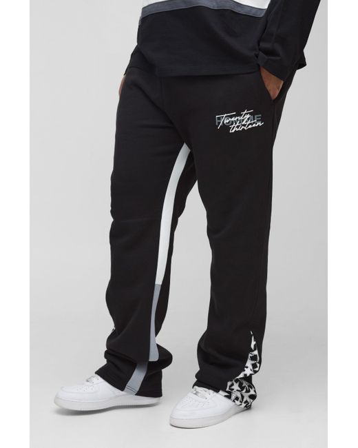 Boohoo Black Plus Slim Stacked Flare Star Print Gusset Joggers