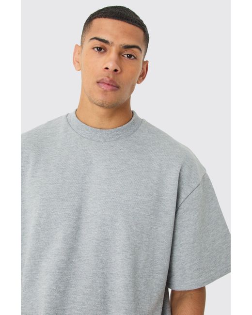 BoohooMAN Oversized Boxy Heavyweight Short Sleeve Sweatshirt in Gray für Herren