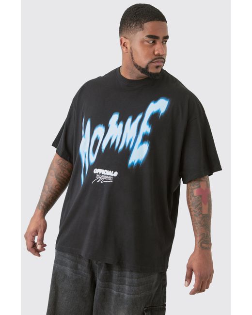 BoohooMAN Plus Painted Homme Print T-shirt In Black for men