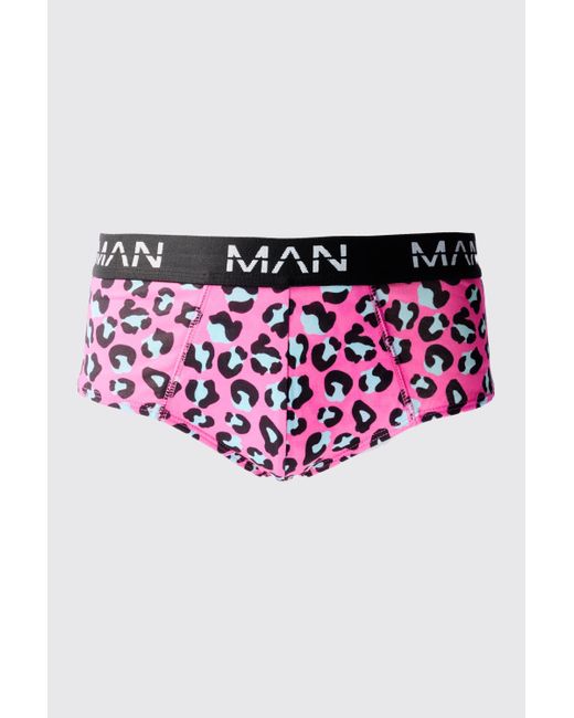 BoohooMAN Pink Man Leopard Printed Briefs for men
