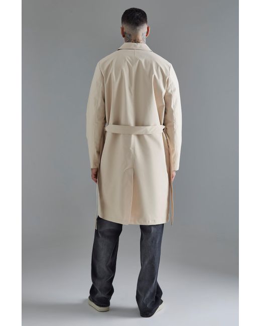 BoohooMAN Tall Classic Belted Trench Coat in Gray für Herren