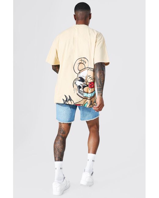 BoohooMAN Oversized Ofcl Man Teddy Graphic T-shirt in Natural for Men | Lyst