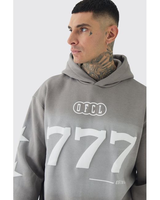 BoohooMAN Tall Oversized Boxy Puff Print Spray Wash Moto Hooded Tracksuit  in Grey for Men | Lyst UK