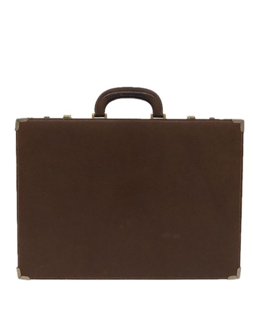 BoohooMAN Gucci Preloved Leather Briefcase Unisex - Brown Travel Bags for men