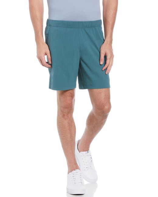 BoohooMAN Blue Seersucker Short Green for men