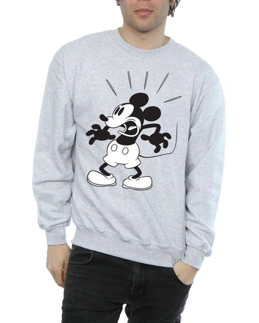 BoohooMAN Gray Disney Mickey Mouse Scared Sweatshirt for men