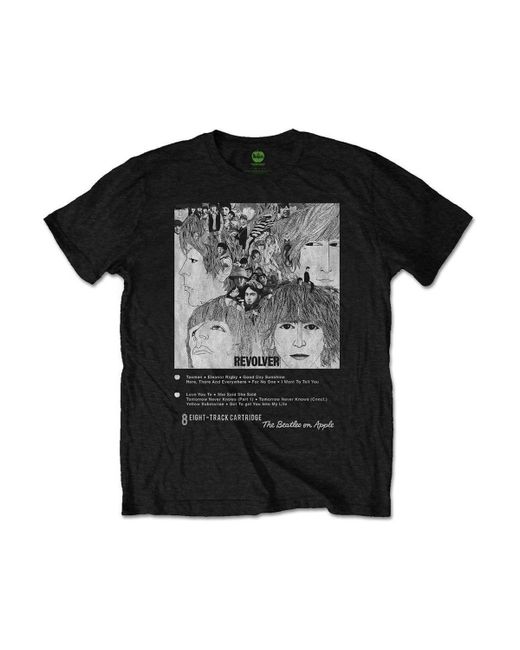 BoohooMAN Black The Beatles Revolver 8 Track T-shirt for men
