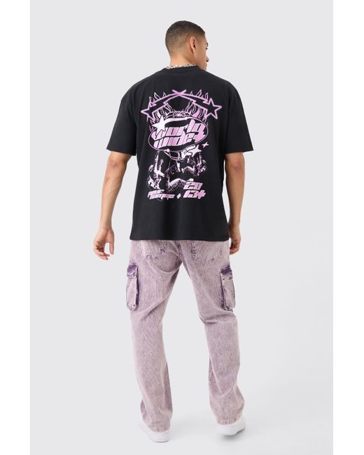 BoohooMAN Black Oversized Astronaut Graphic T-shirt for men