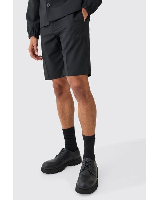 BoohooMAN Tailored Relaxed Fit Shorts in Black für Herren