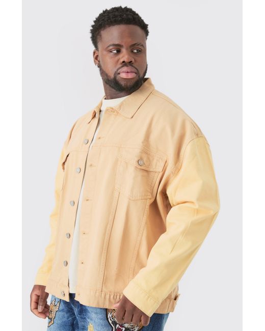 BoohooMAN Natural Plus Overdyed Sand Blasted Twill Jacket for men