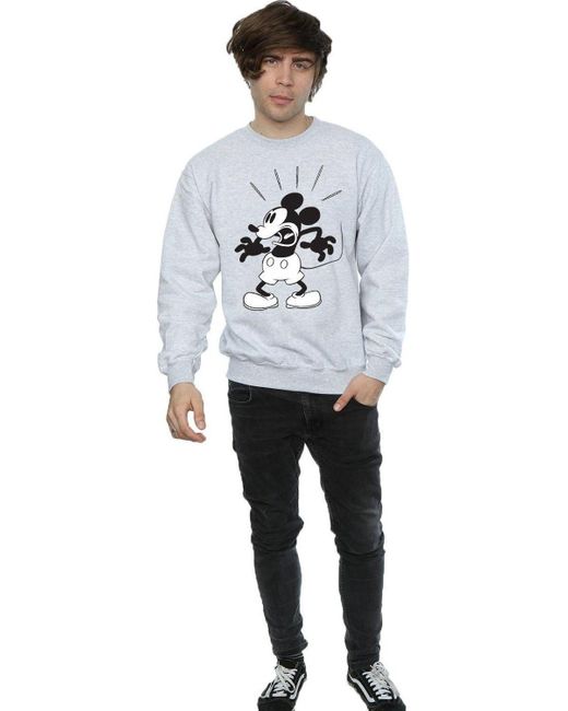 BoohooMAN Gray Disney Mickey Mouse Scared Sweatshirt for men