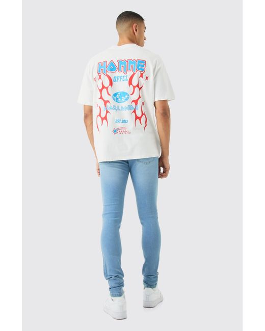 Boohoo Skinny Stretch Stacked Jean In Light Blue