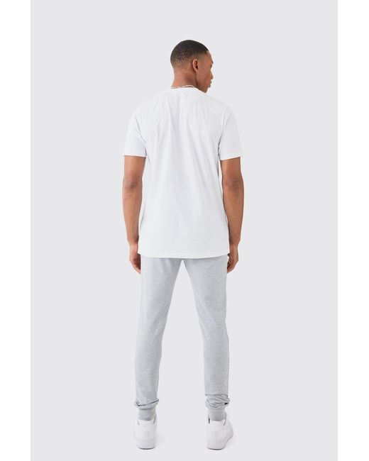 BoohooMAN White Basic Slim Fit Crew Neck T-Shirt for men