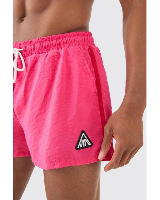 BoohooMAN Pink Super Short Triangle Crinkle Trunks for men