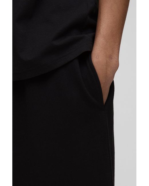 BoohooMAN Black 260Gsm Loopback Basic Extreme Wide Leg Sweatpants for men