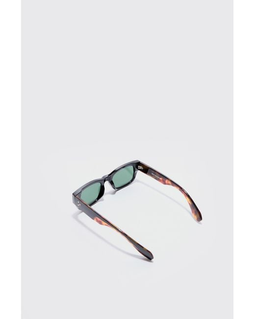 BoohooMAN White Chunky Sunglasses With Tortoise Shell Detail In Black for men