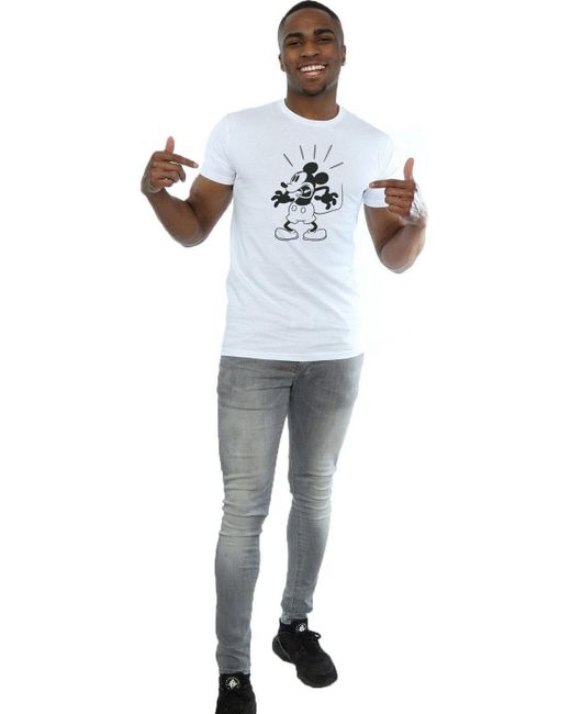 BoohooMAN Gray Disney Mickey Mouse Scared T-shirt for men
