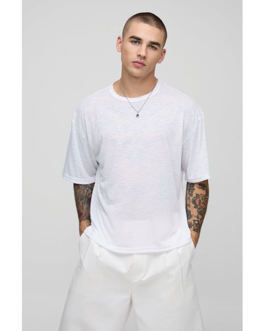 Camiseta Oversize Recta En Relieve Boohoo de color White