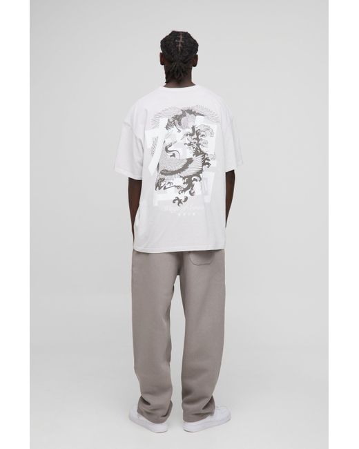 BoohooMAN Gray Oversized Washed Serenity Graphic T-shirt for men