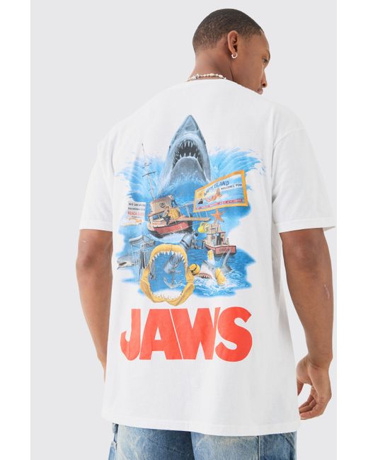 BoohooMAN Blue Oversized Jaws License T-shirt for men