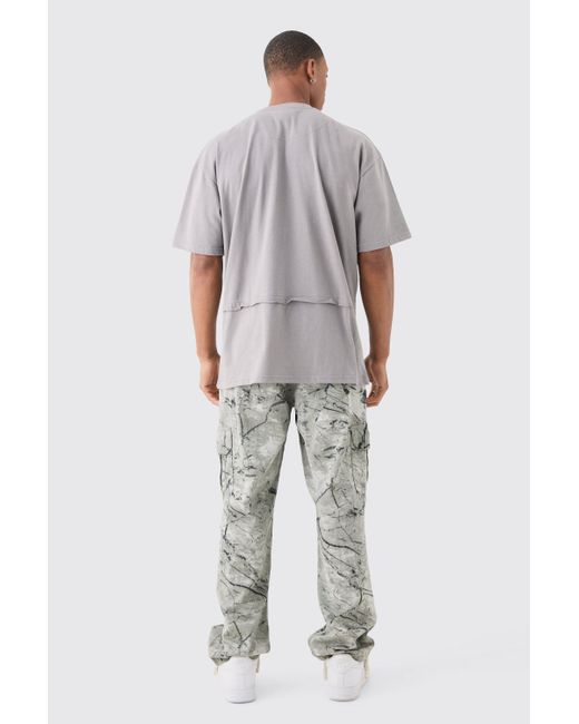 BoohooMAN Oversized Raw Layer T-shirt in Gray für Herren