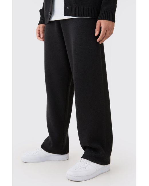 BoohooMAN Black Relaxed Knitted Trouser for men