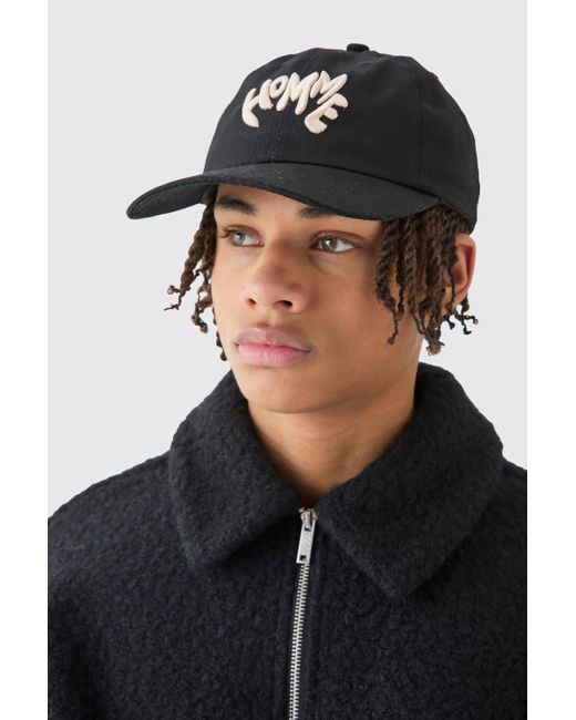 BoohooMAN Homme Embroidered Cap In Black for men