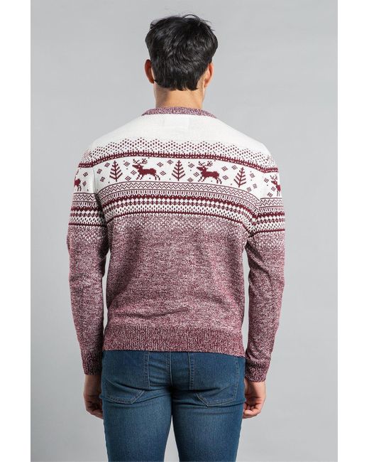 BoohooMAN Red Tokyo Laundry Festive Colour Block Jacquard Knit Jumper for men