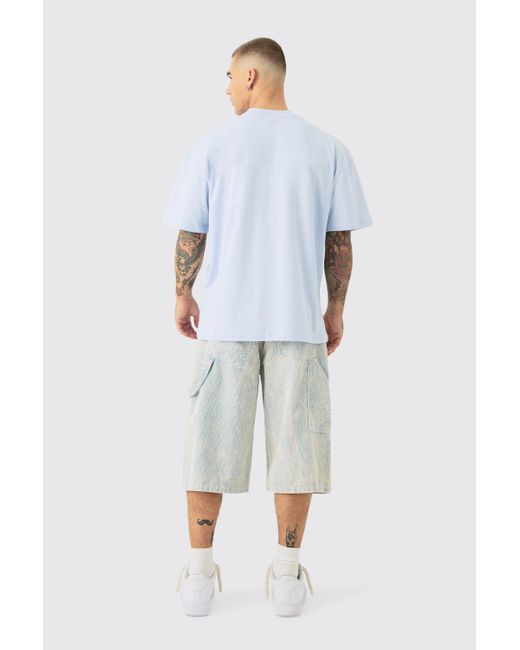 BoohooMAN Blue Oversized Heavy Super High Build Limited Embroidery for men