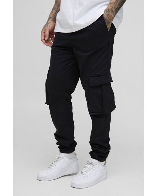 Pantalón Deportivo Tall Cargo Con Cintura Elástica Y Marca Boohoo de color Black