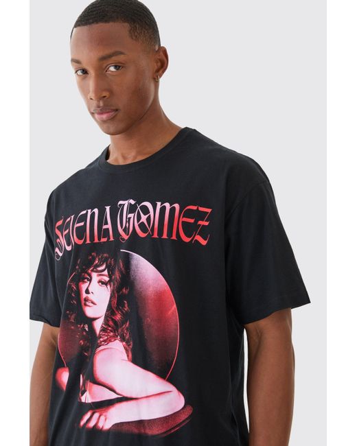 BoohooMAN Red Oversized Selena Gomez License T-shirt for men