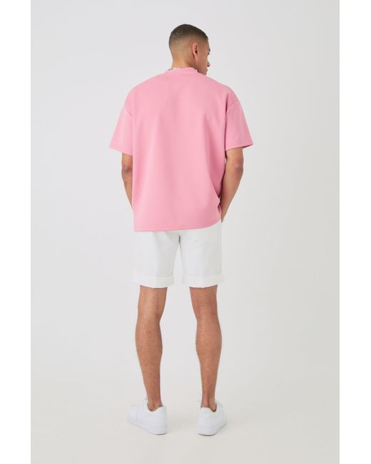 BoohooMAN Oversized Scuba T-shirt in Pink für Herren