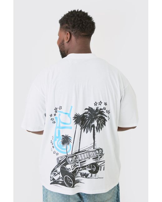 BoohooMAN Plus Oversized Ofcl Car T-shirt In White for men