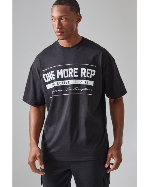 BoohooMAN Black Man Active One More Rep Oversized T-shirt for men