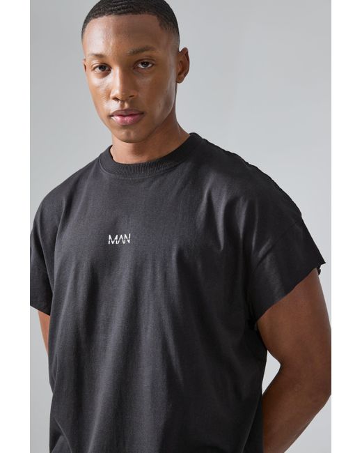 BoohooMAN Gray Man Active Oversized Cut Off T-shirt for men