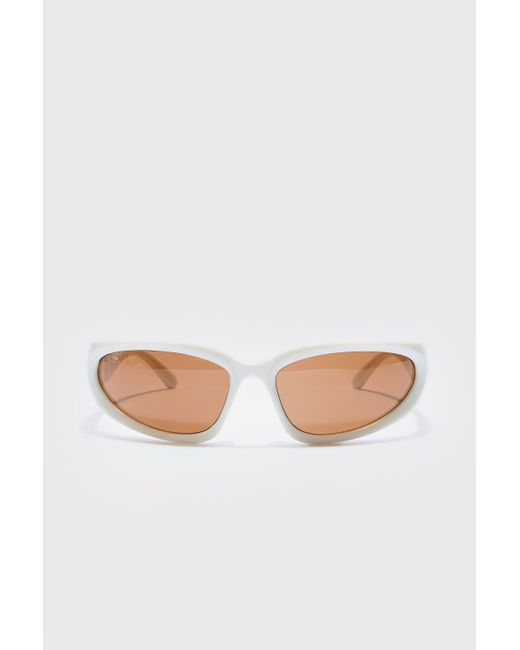 BoohooMAN White Racer Sunglasses for men