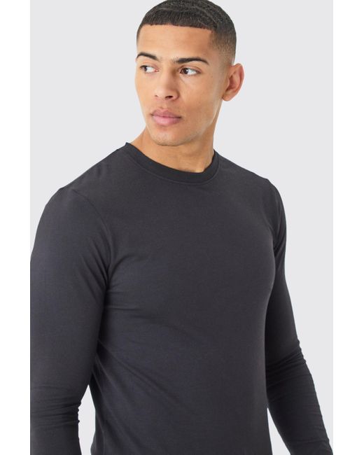 BoohooMAN Blue Long Sleeve Muscle Fit T-shirt for men