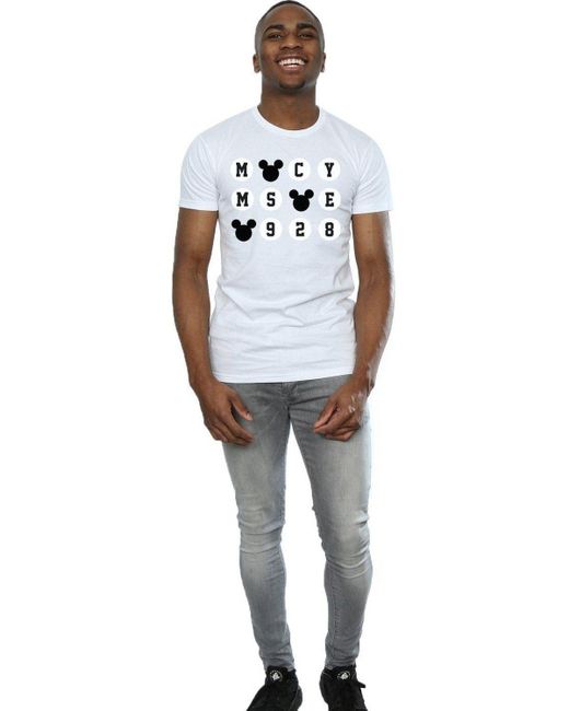 BoohooMAN White Disney Mickey Mouse 1928 Circles T-shirt for men