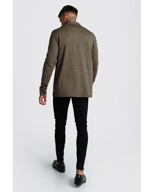 dogtooth jacquard zip through overshirt