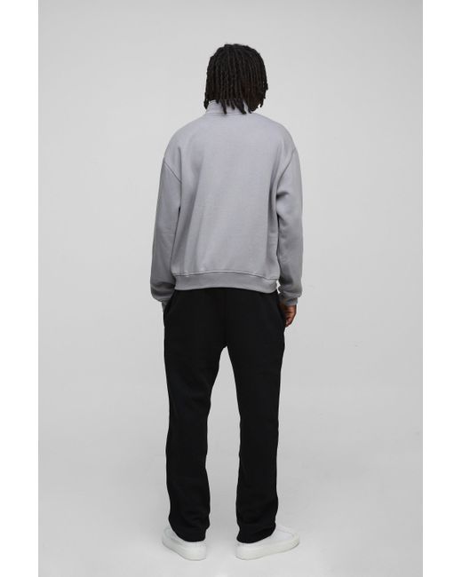 BoohooMAN Gray 330Gsm Oversized Basic Boxy Funnel Neck Sweatshirt for men