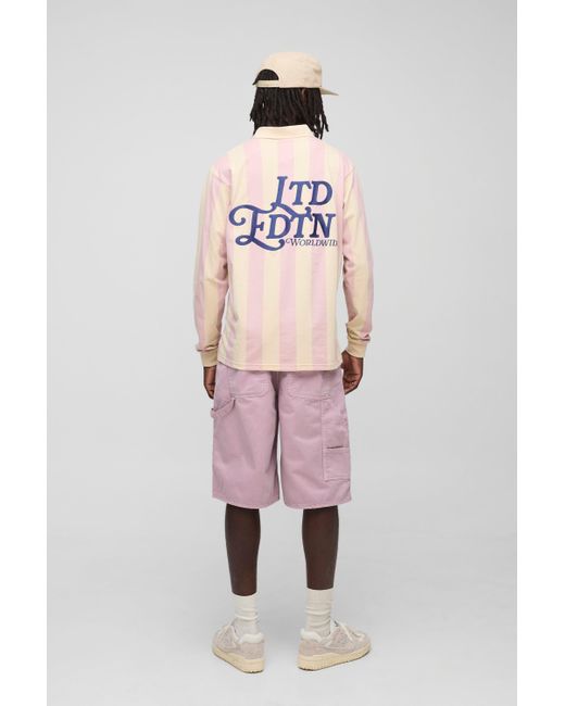 BoohooMAN Pink Relaxed Long Length Overdye Carpenter Shorts for men