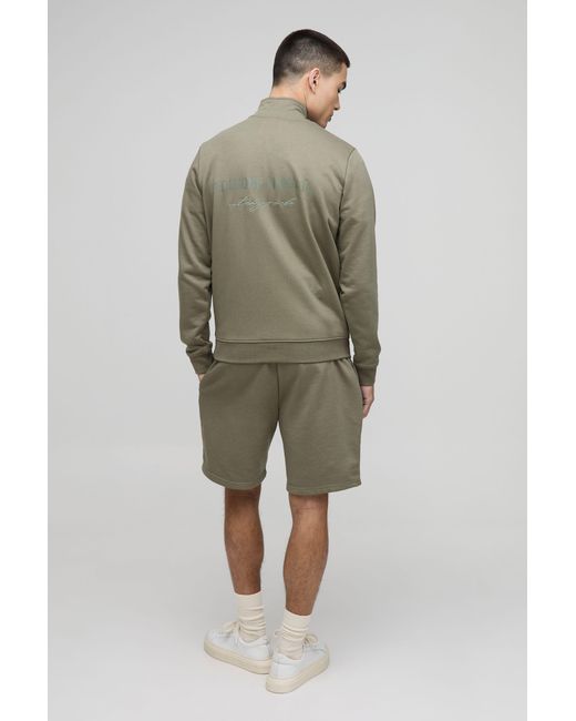 BoohooMAN Gray Regular Fit Edizione Heavyweight Zip Funnel Neck Sweatshirt for men