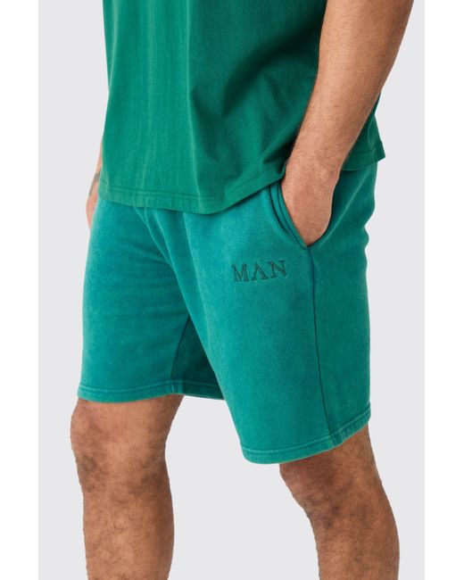 Relaxed Washed Man Short Boohoo de color Green