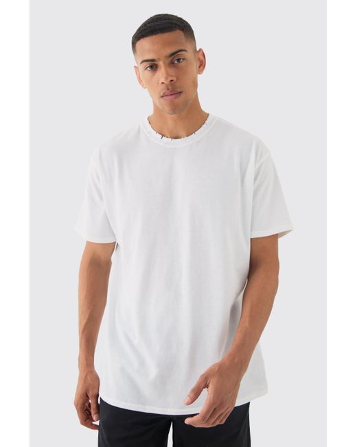 BoohooMAN White Oversized Distressed T-shirt for men