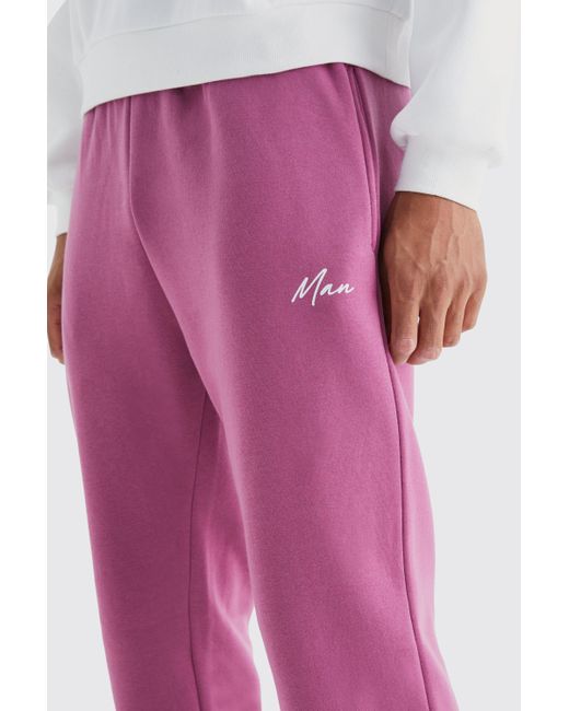 BoohooMAN Pink Tall Core Fit Man Signature Branded Jogger for men